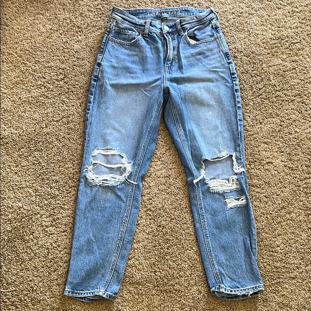 Women's Blue Distressed Jeans